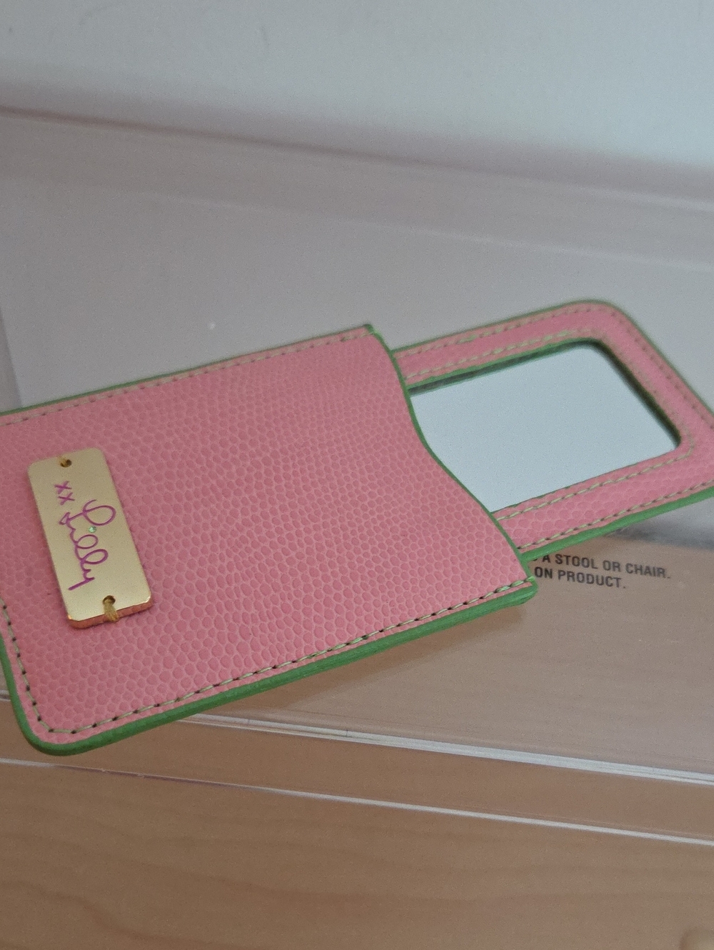Lilly Pulitzer Turquoise Floral Tote with Pink & Orange Accents & Mirror Case - Picture 8 of 8
